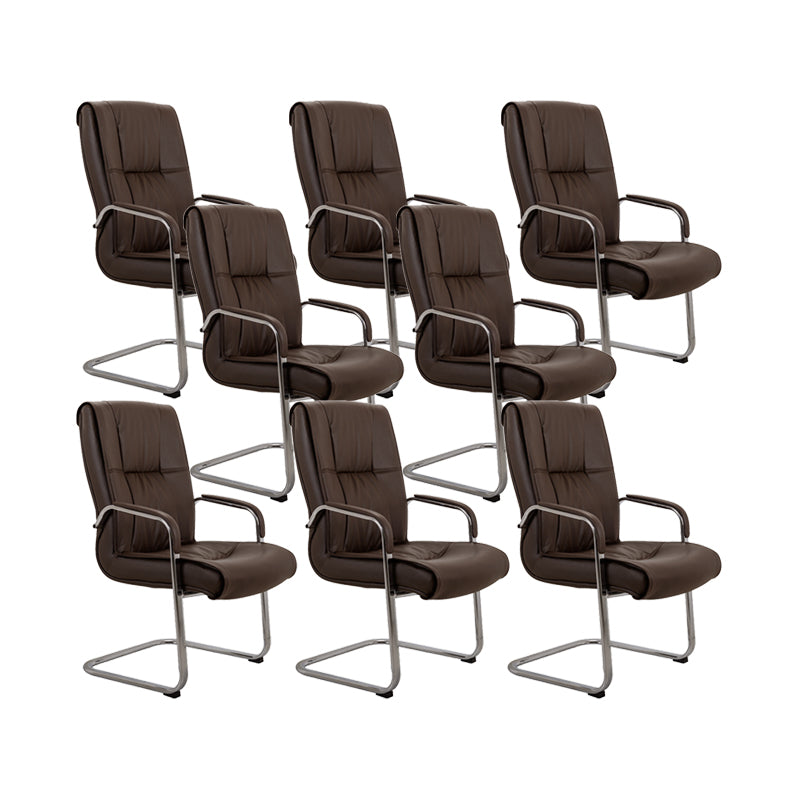 Contemporary Leather Task Chair Padded Arms Desk Chair for Office