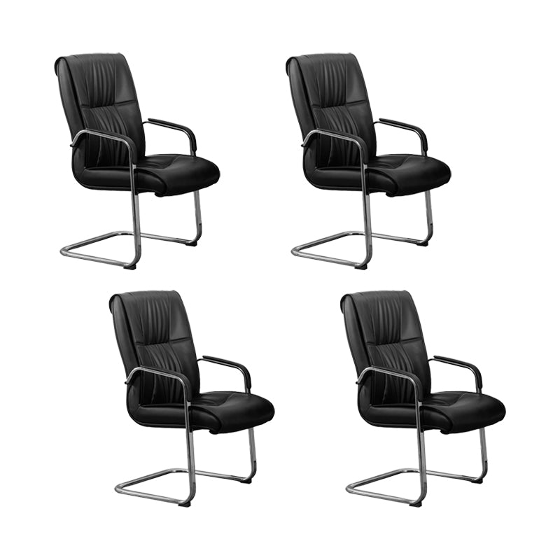 Contemporary Leather Task Chair Padded Arms Desk Chair for Office