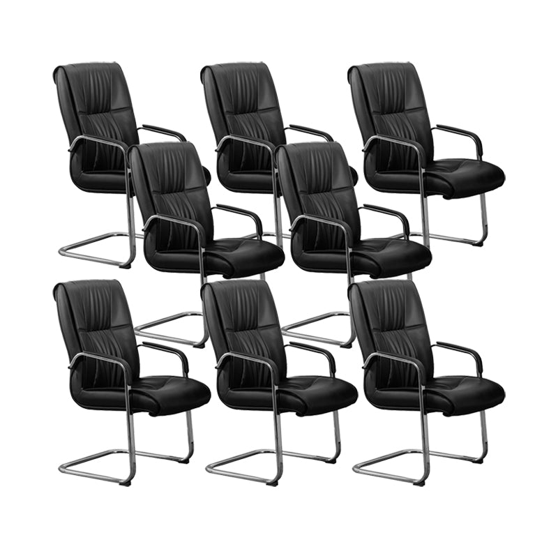 Contemporary Leather Task Chair Padded Arms Desk Chair for Office