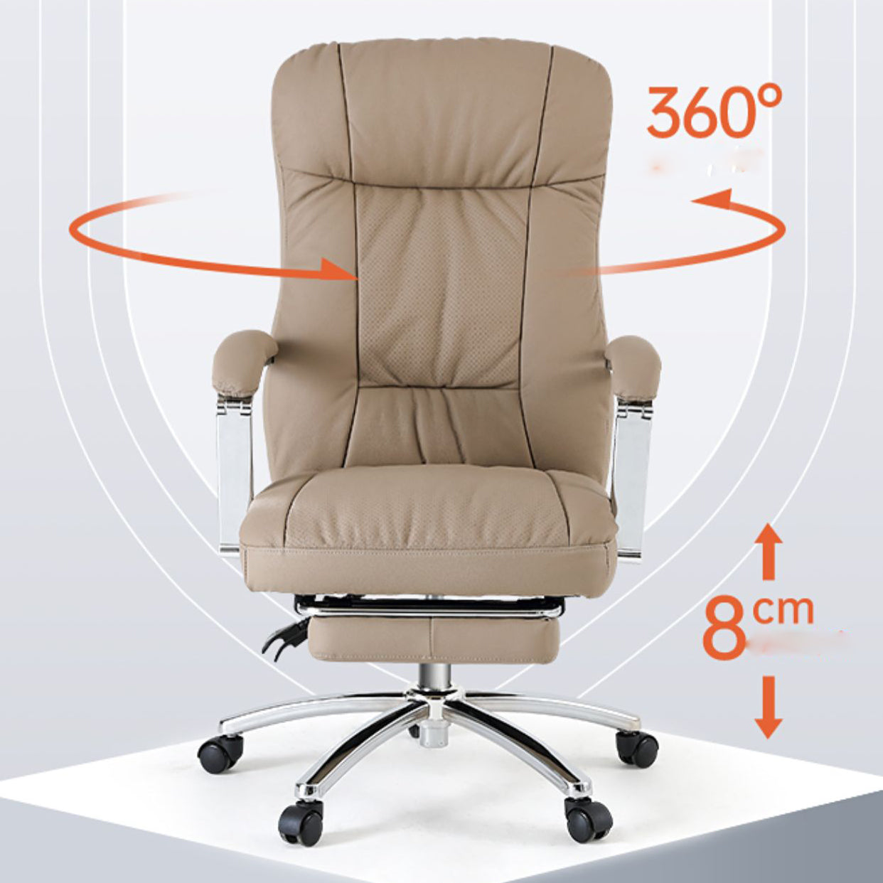 Modern Swivel Chair Adjustable Seat Height Fixed Arms Footrest Office Chair with Wheels