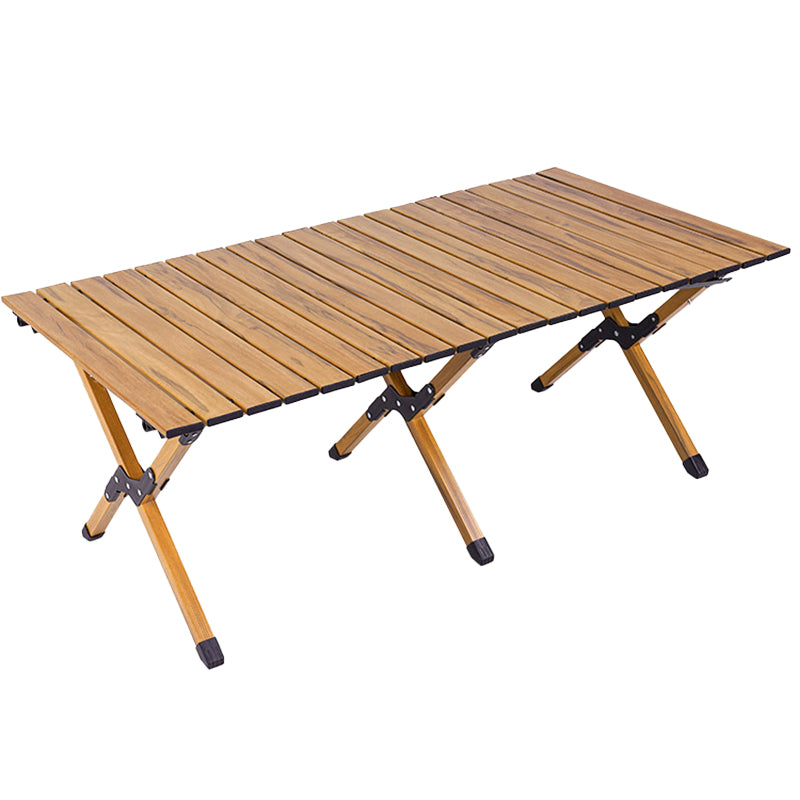 Solid Wood Dining Table Industrial Rectangle Folding Table with Metal Base