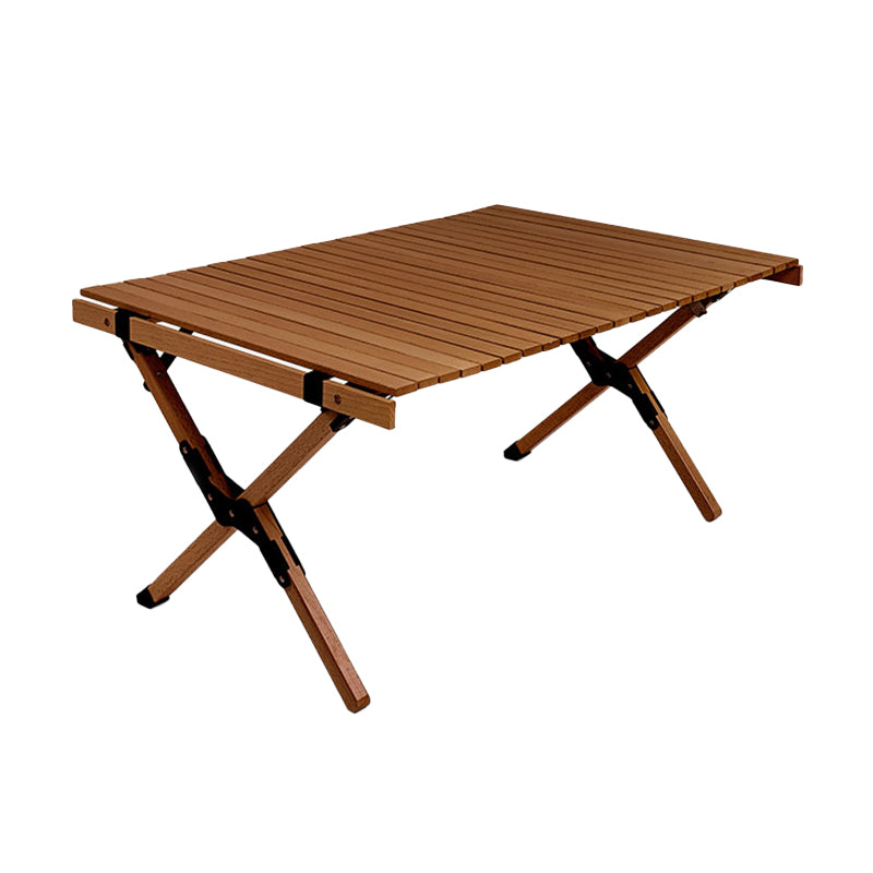 Solid Wood Dining Table Industrial Rectangle Folding Table with Metal Base