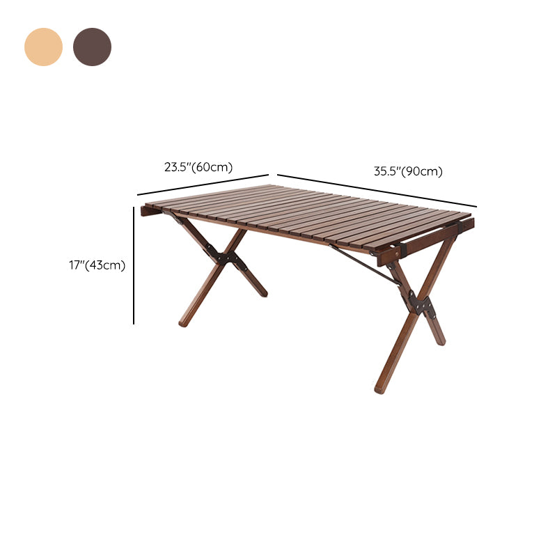 Solid Wood Camping Table Industrial Brown Rectangle Foldable Table