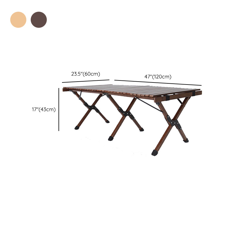 Solid Wood Camping Table Industrial Brown Rectangle Foldable Table