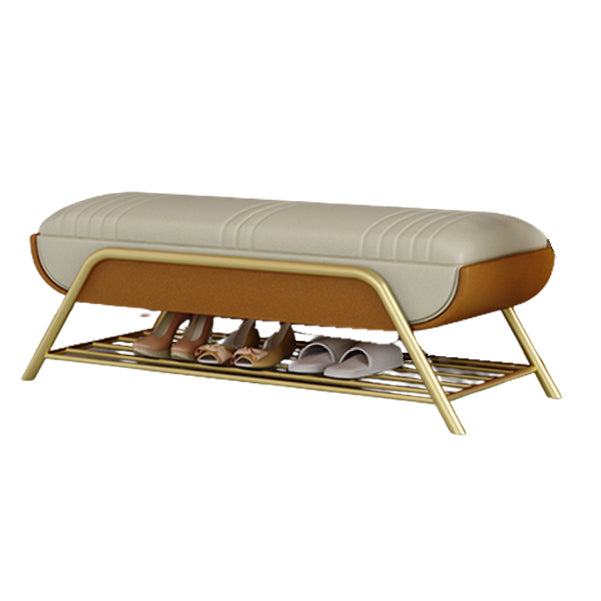 Glam Cushioned Seating Bench Rectangle Shoe Storage Entryway and Bedroom Bench