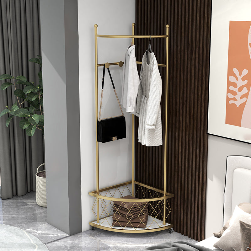 Modern Metallic Coat Hanger Free Standing Entry Coat Rack with Hooks