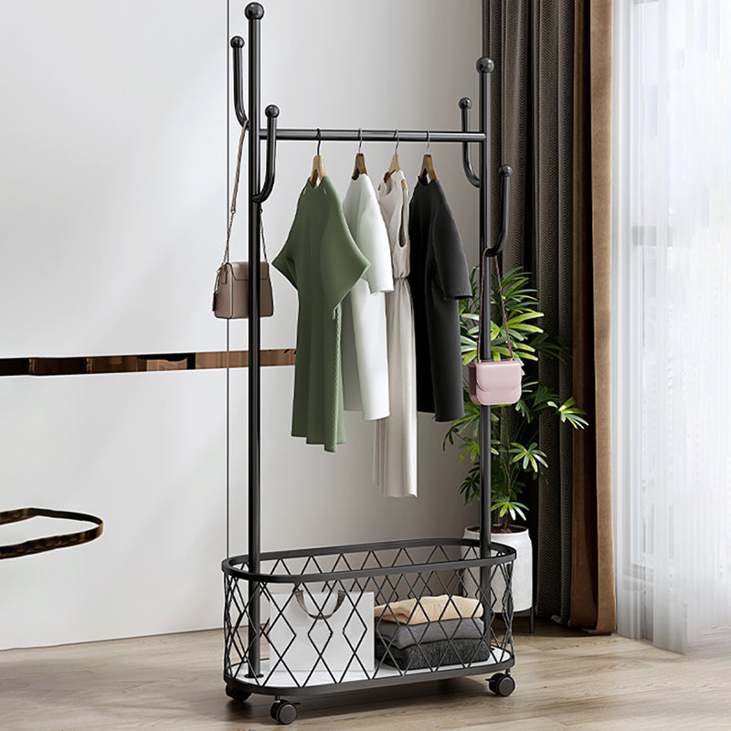 Luxury Style Metallic Coat Hanger Free Standing Coat Rack with Universal Wheel