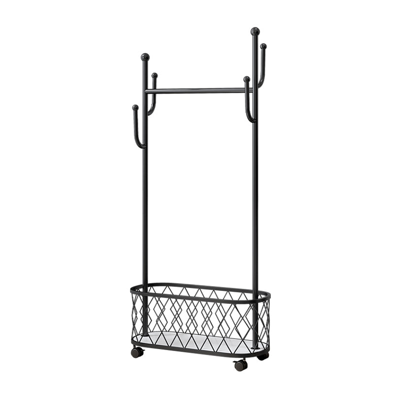 Luxury Style Metallic Coat Hanger Free Standing Coat Rack with Universal Wheel