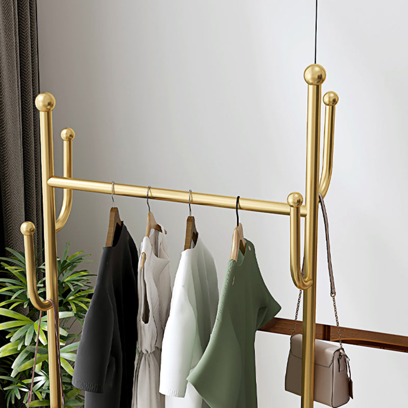 Luxury Style Metallic Coat Hanger Free Standing Coat Rack with Universal Wheel