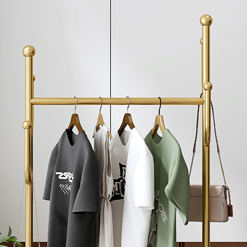 Luxury Style Metallic Coat Hanger Free Standing Coat Rack with Universal Wheel