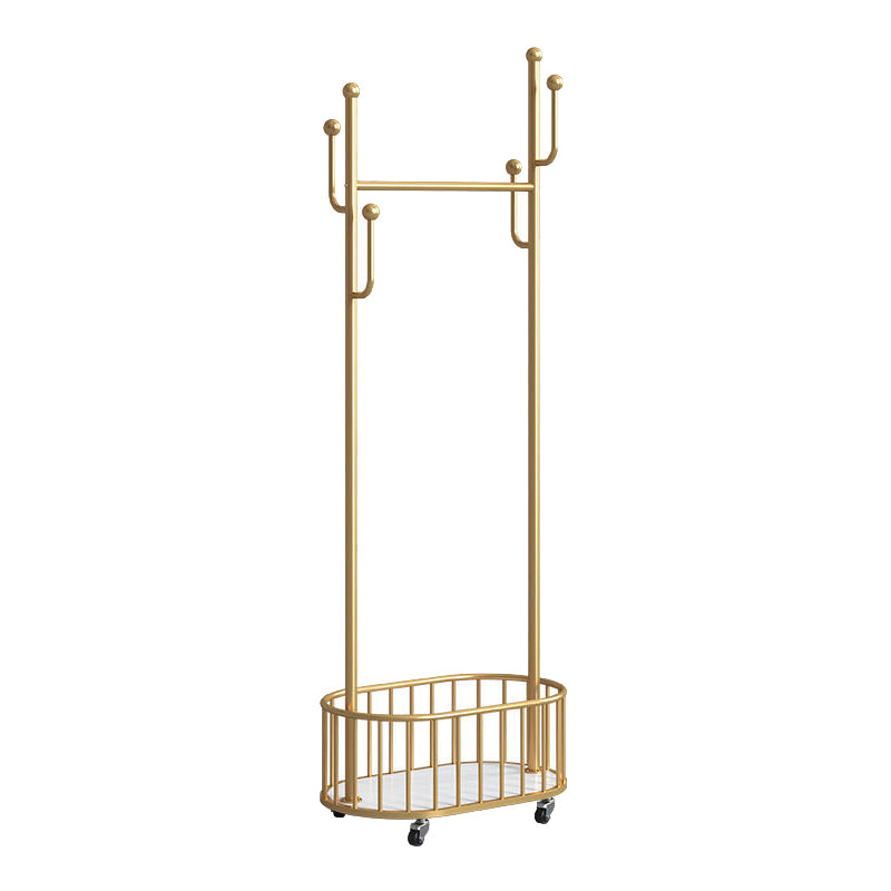 Gorgeous Coat Hanger Solid Color Basket Storage Metal Coat Rack with Castors