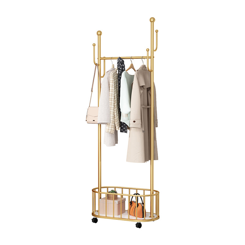 Gorgeous Coat Hanger Solid Color Basket Storage Metal Coat Rack with Castors