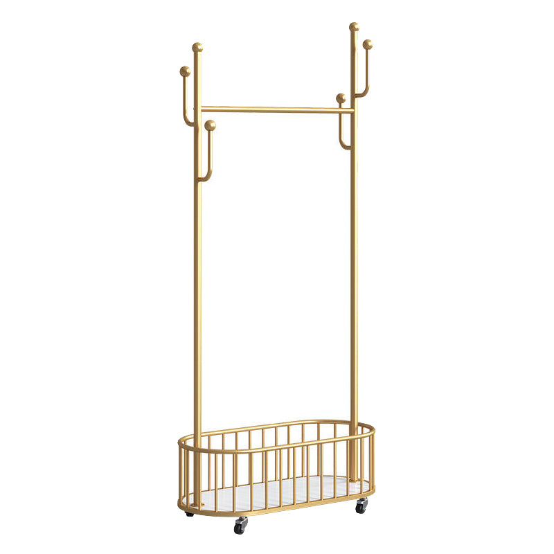 Gorgeous Coat Hanger Solid Color Basket Storage Metal Coat Rack with Castors