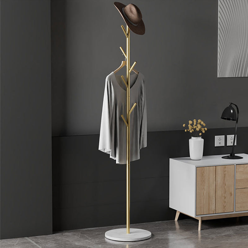 Contemporary Coat Rack Round Marble Bottom Metal Coat Hanger