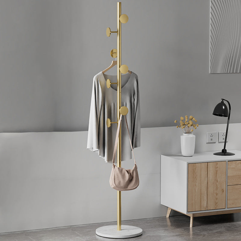 Contemporary Coat Rack Round Marble Bottom Metal Coat Hanger