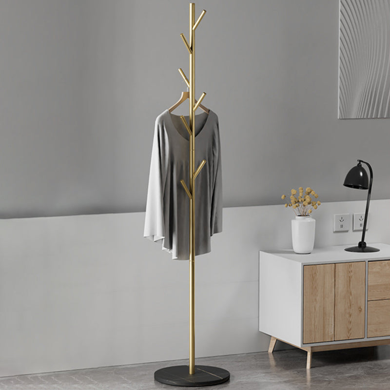 Contemporary Coat Rack Round Marble Bottom Metal Coat Hanger