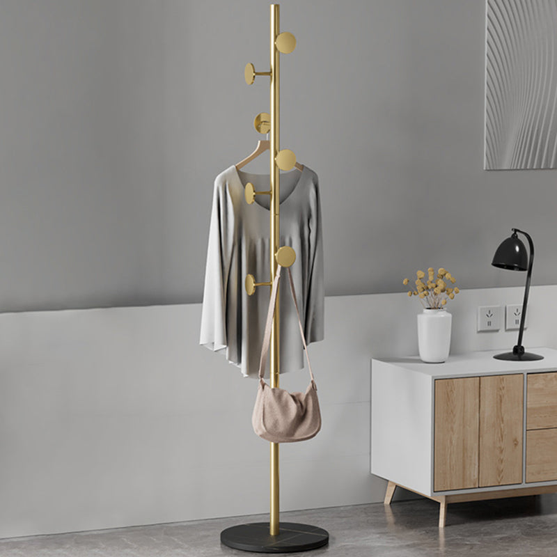 Contemporary Coat Rack Round Marble Bottom Metal Coat Hanger