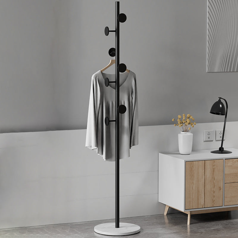 Contemporary Coat Rack Round Marble Bottom Metal Coat Hanger