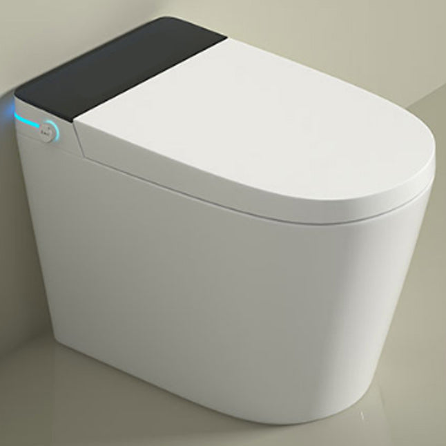 White Smart Toilet Ceramic Contemporary Foot Sensor Elongated