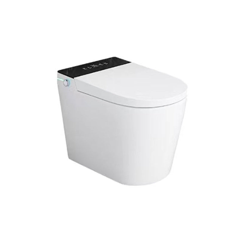 White Smart Toilet Ceramic Contemporary Foot Sensor Elongated