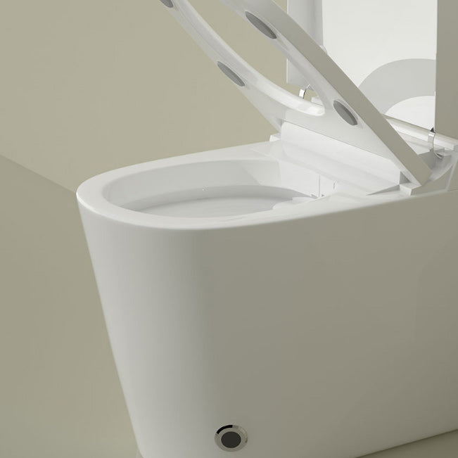 White Smart Toilet Ceramic Contemporary Foot Sensor Elongated