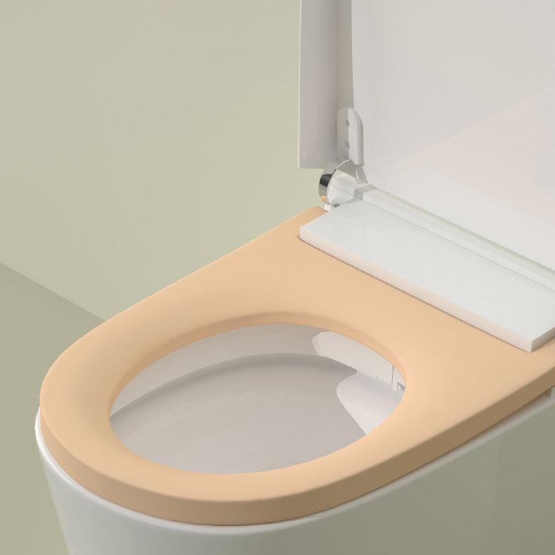 White Smart Toilet Ceramic Contemporary Foot Sensor Elongated