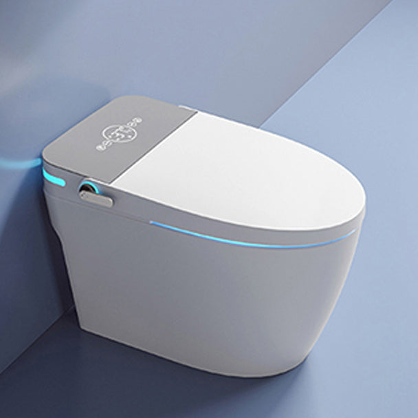 White Foot Sensor Contemporary Ceramic Elongated Smart Toilet