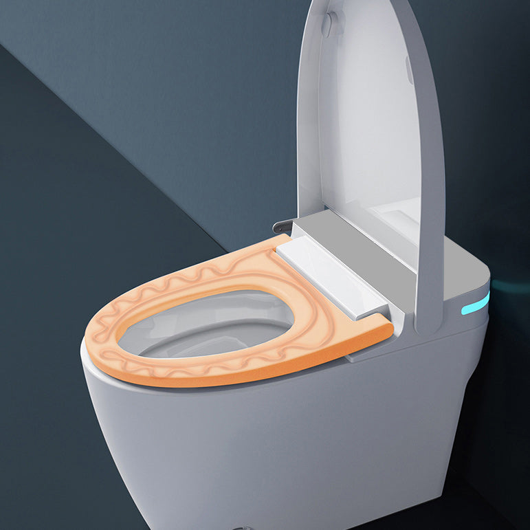 White Foot Sensor Contemporary Ceramic Elongated Smart Toilet