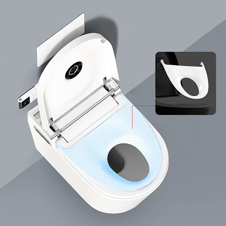 Elongated Wall Hung Toilet Set Deodorizing Antimicrobial Bidet