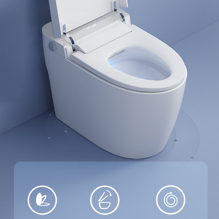 White Elongated Floor Standing Bidet Home Deodorizing Ceramic Smart Toilet