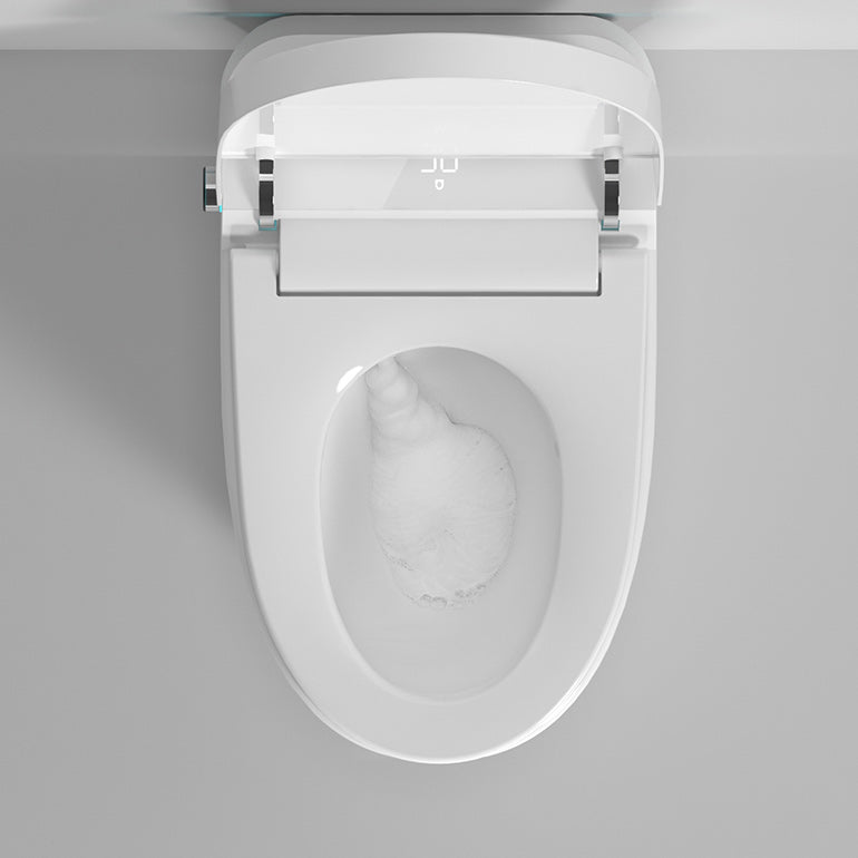 Elongated Smart Bidet White Ceramic One-Piece Smart Toilet Bidet