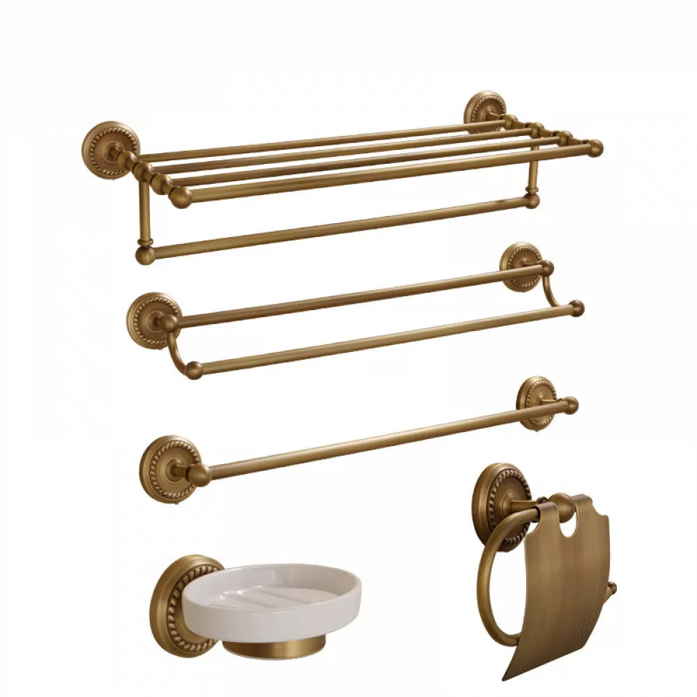 5-Piece Traditional Bathroom Accessory As Individual Or As a Set in Brushed Brass