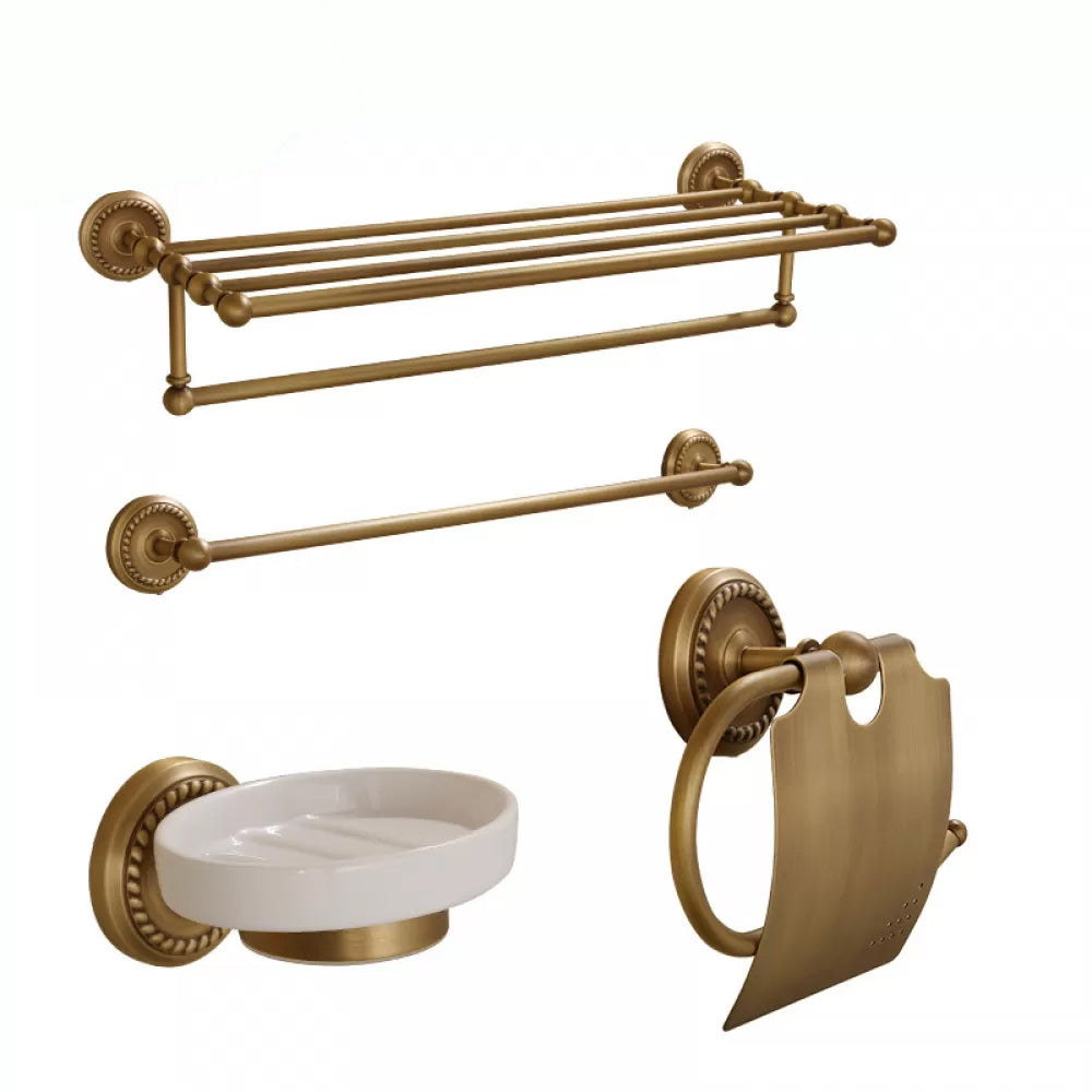 5-Piece Traditional Bathroom Accessory As Individual Or As a Set in Brushed Brass