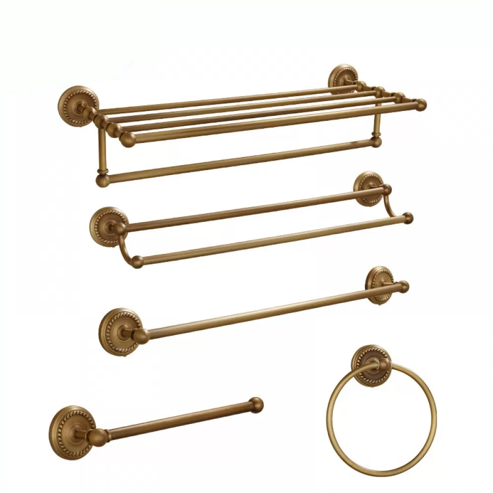 5-Piece Traditional Bathroom Accessory As Individual Or As a Set in Brushed Brass