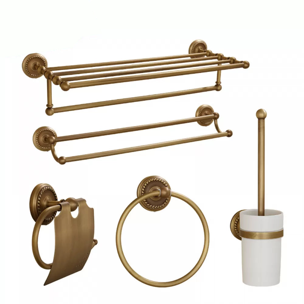 5-Piece Traditional Bathroom Accessory As Individual Or As a Set in Brushed Brass