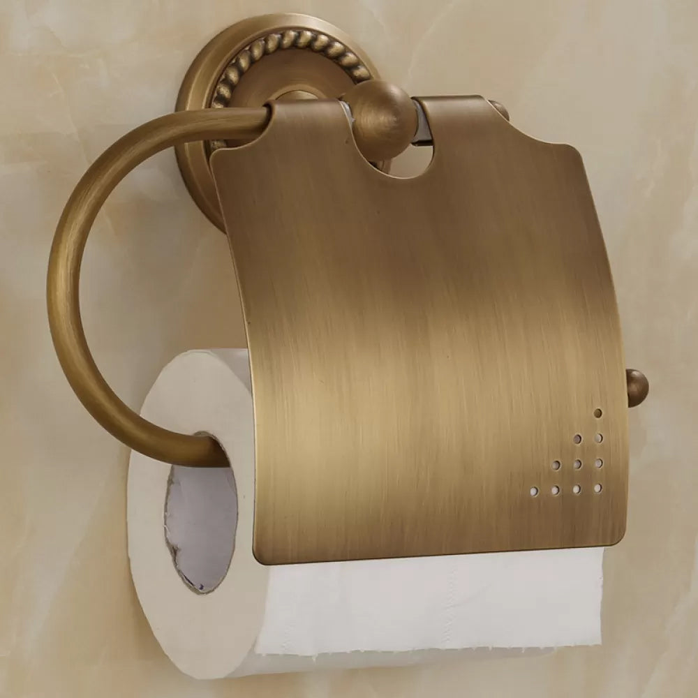 5-Piece Traditional Bathroom Accessory As Individual Or As a Set in Brushed Brass