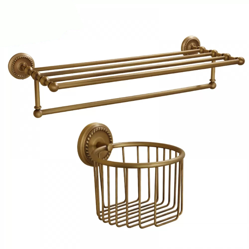 5-Piece Traditional Bathroom Accessory As Individual Or As a Set in Brushed Brass