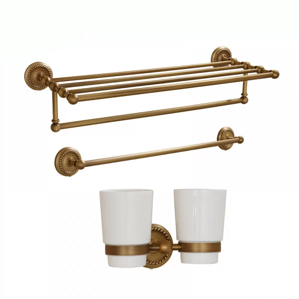 5-Piece Traditional Bathroom Accessory As Individual Or As a Set in Brushed Brass