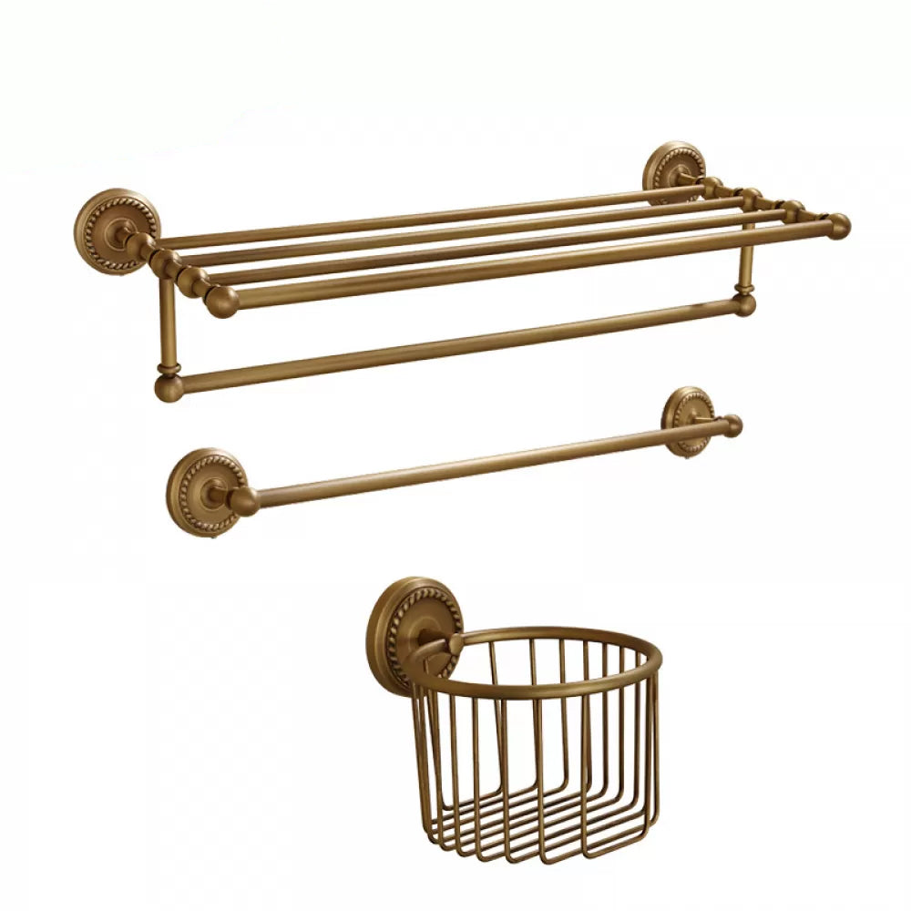 5-Piece Traditional Bathroom Accessory As Individual Or As a Set in Brushed Brass