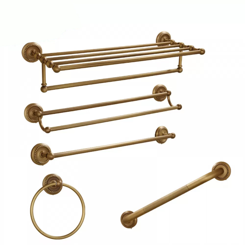 5-Piece Traditional Bathroom Accessory As Individual Or As a Set in Brushed Brass