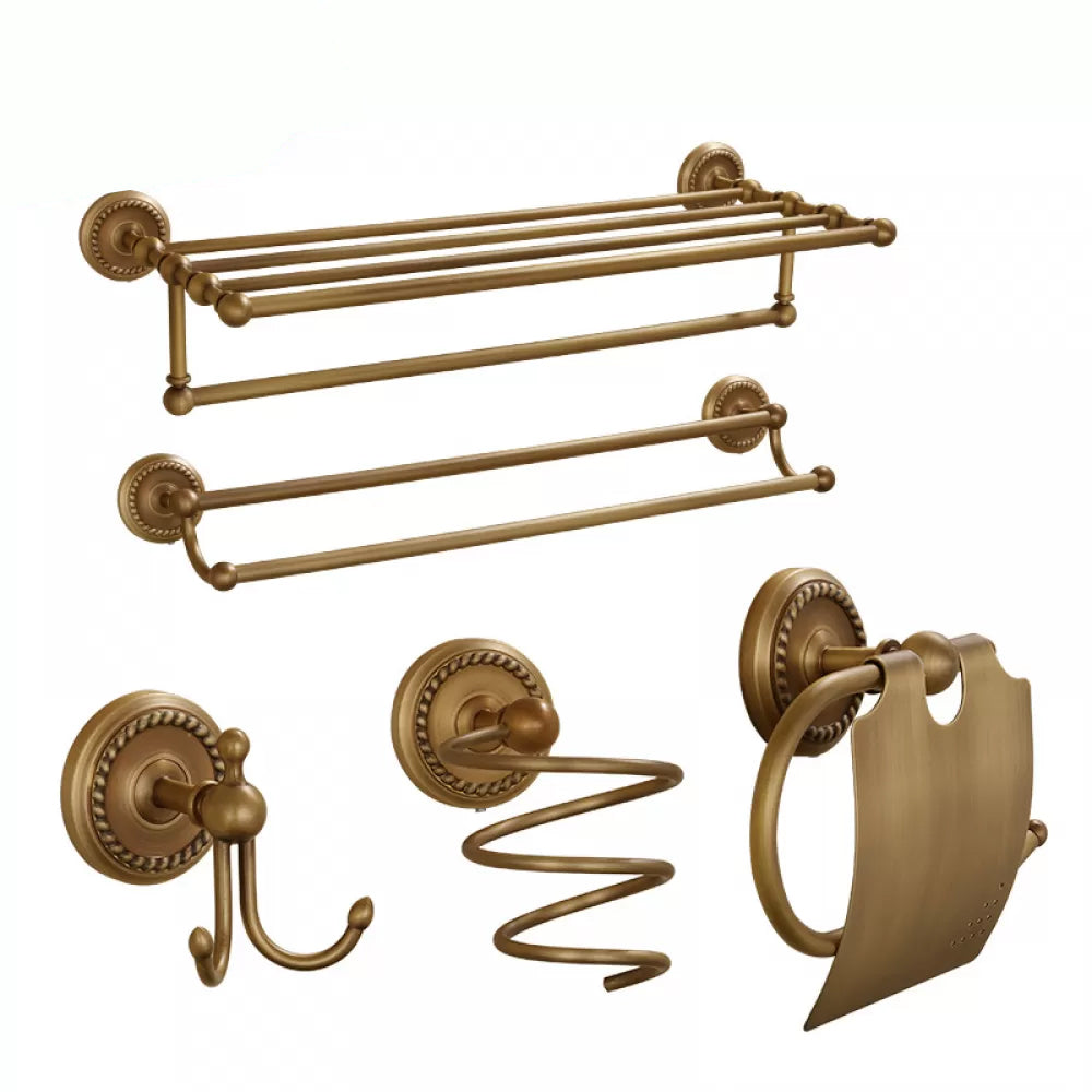 5-Piece Traditional Bathroom Accessory As Individual Or As a Set in Brushed Brass