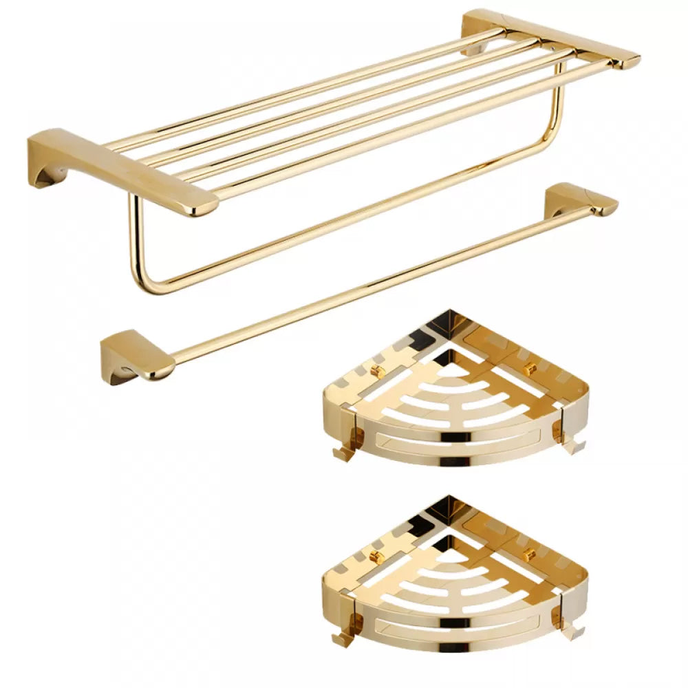 Traditional Bathroom Hardware Gold Bath Shelf Bathroom Accessory Kit