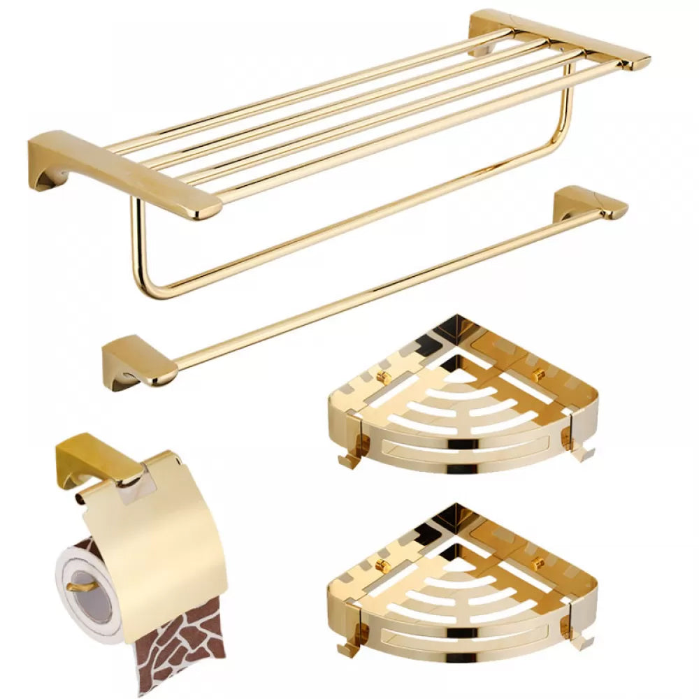 Traditional Bathroom Hardware Gold Bath Shelf Bathroom Accessory Kit