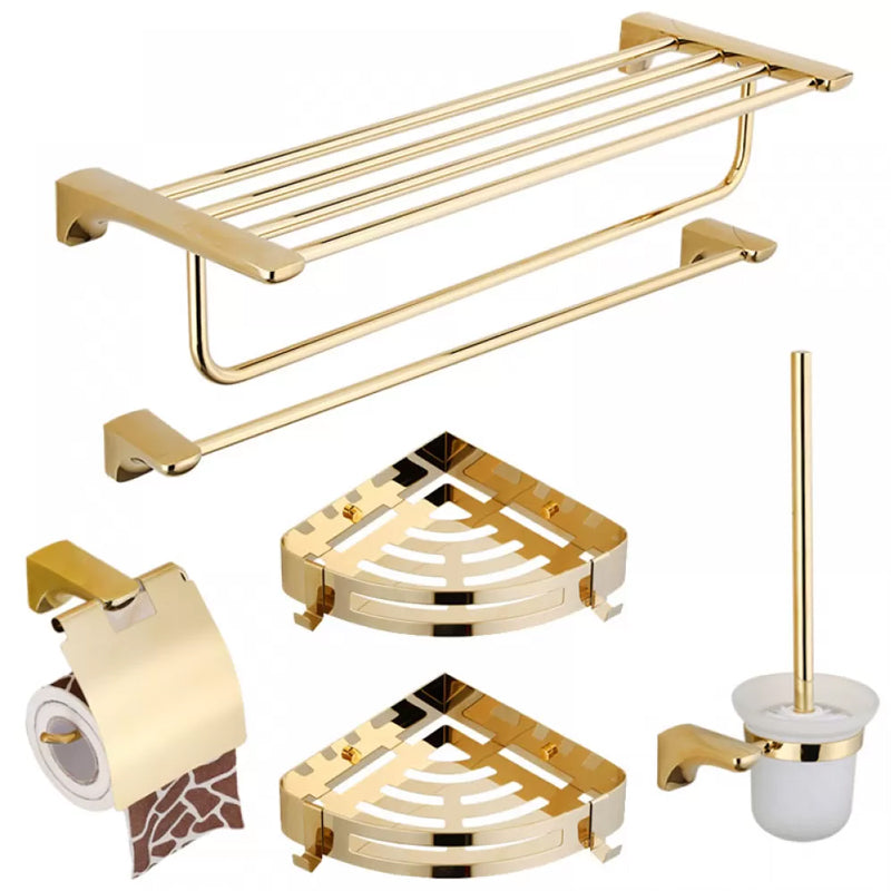 Traditional Bathroom Hardware Gold Bath Shelf Bathroom Accessory Kit