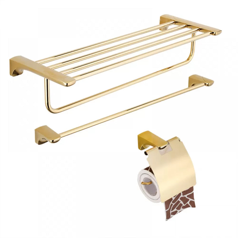 Traditional Bathroom Hardware Gold Bath Shelf Bathroom Accessory Kit