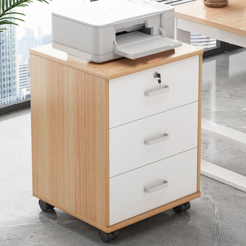 Modern File Cabinet Wood Lock Storage Filing Cabinet with Wheels