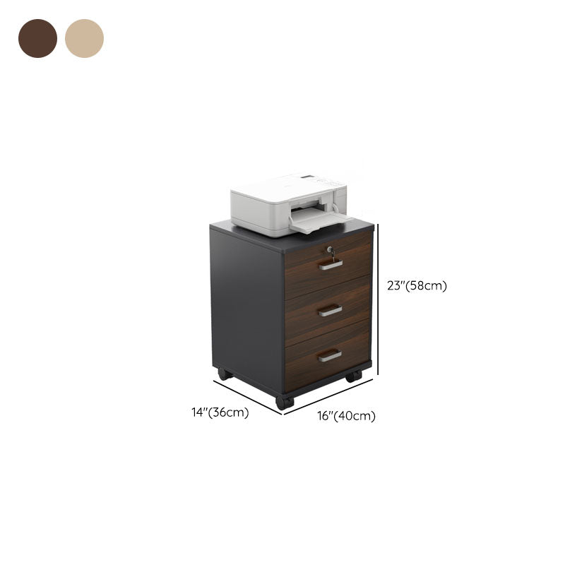 Modern File Cabinet Wood Lock Storage Filing Cabinet with Wheels