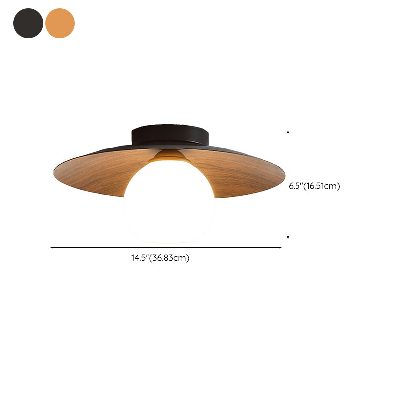 Modern Simple Iron Ceiling Lamp Ball Shape Wood Grain Ceiling Light for Bedroom