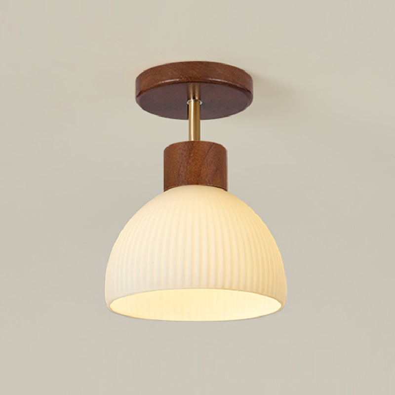 Modern Simple Wooden Ceiling Lamp Dome Shape Ceiling Light for Bedroom