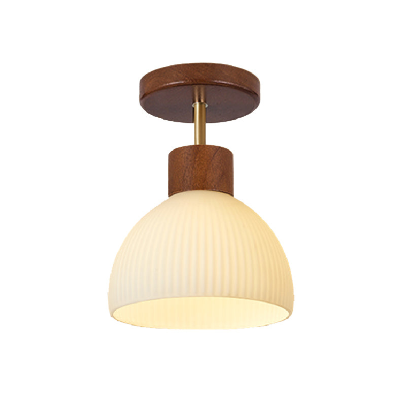 Modern Simple Wooden Ceiling Lamp Dome Shape Ceiling Light for Bedroom